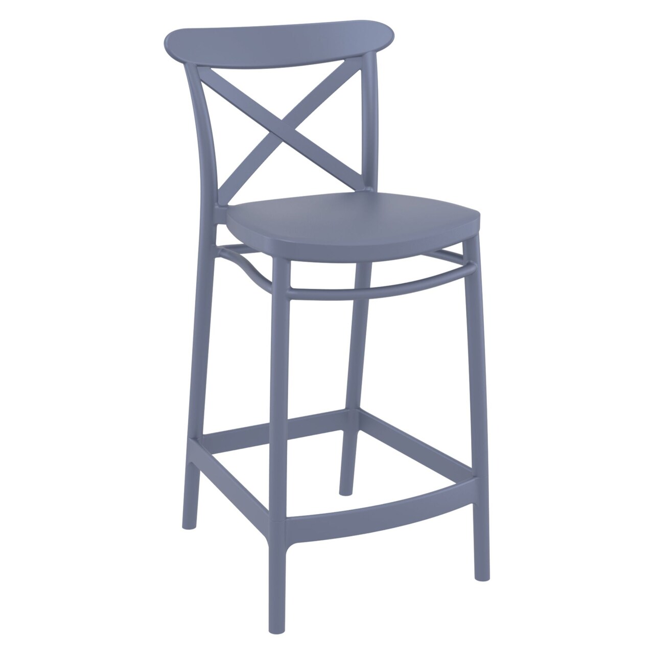 Luxury Commercial Living 37.75" Gray Solid X Accented Outdoor Patio Counter Stool